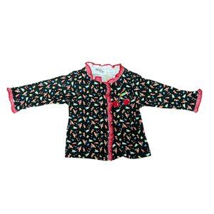 Vintage Mary Engelbreit Baby Floral Cherry Cardigan 3-6M 100% Cotton Embroidered